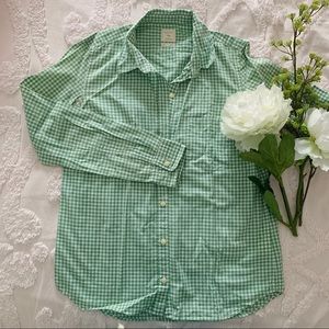 Gap Green Button Up Gingham Top
